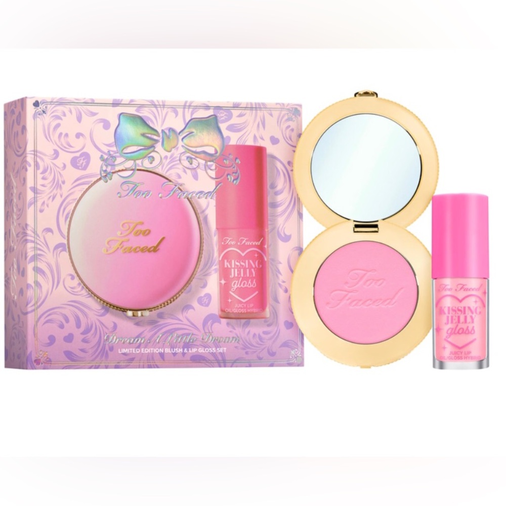 Too Faced Pink Blush & Jelly Lip Gloss Set - Dreamy Pink